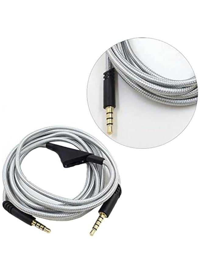 Replacement Headset Cable with Volume Control for Astro A10 A40 A30, 6.6ft Adjustable Gaming Headset Cable Headphone Audio Extension Cord, Virtual Surround Lossless Stereo Sound (Silver) - Image 2