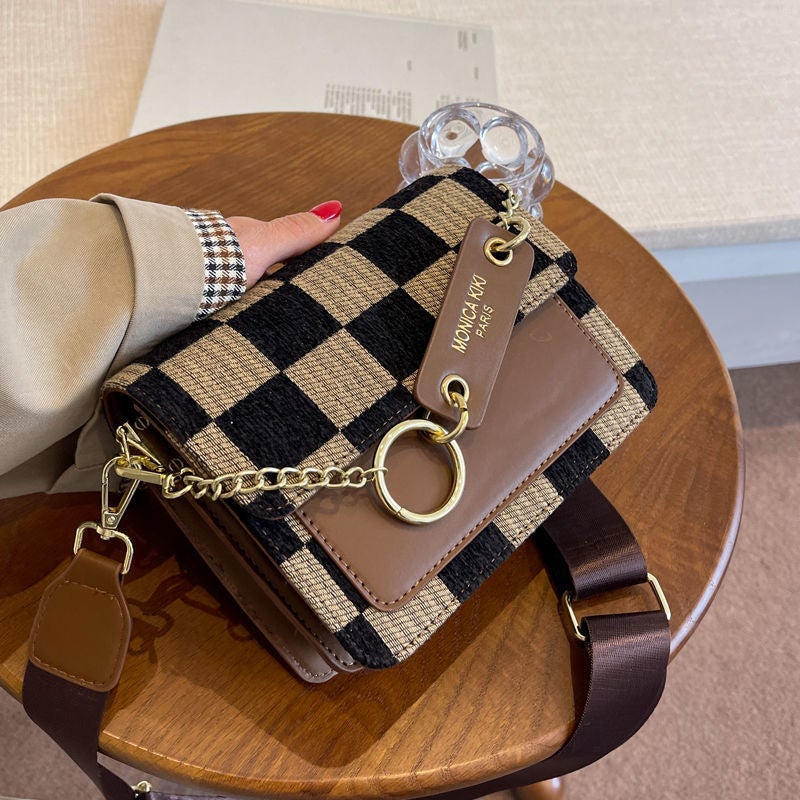 Sense Small Bag Women'S Fashionable Checkerboard Crossbody Bag Niche Instagram Style Small Square Bag - Image 3