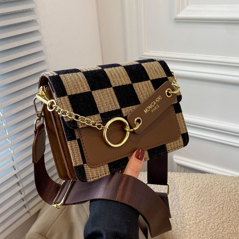 Sense Small Bag Women'S Fashionable Checkerboard Crossbody Bag Niche Instagram Style Small Square Bag - Image 5