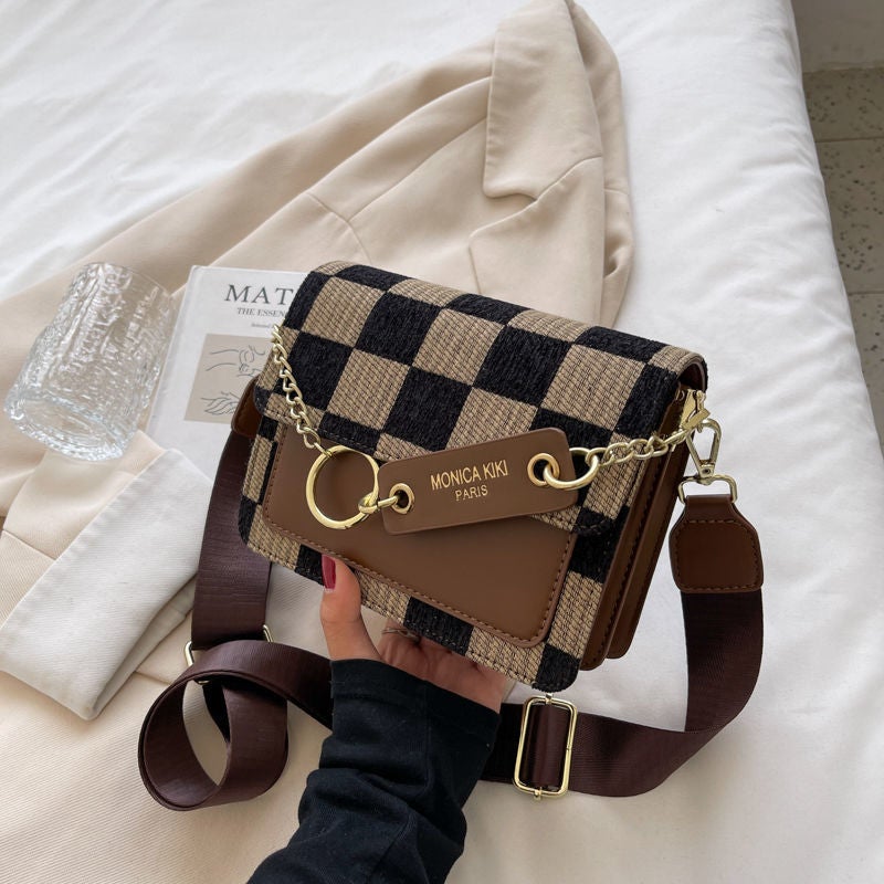 Sense Small Bag Women'S Fashionable Checkerboard Crossbody Bag Niche Instagram Style Small Square Bag - Image 1