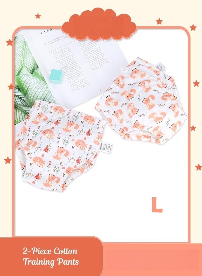 2-Piece Cotton Training Pants for Baby Size L 6 Layers Breathable and Washable Underwear with Lovely Fox Pattern for Toddler Potty Training Orange - Image 1