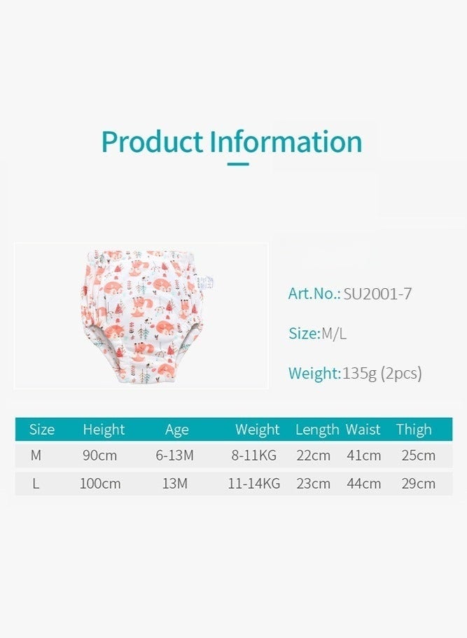 2-Piece Cotton Training Pants for Baby Size L 6 Layers Breathable and Washable Underwear with Lovely Fox Pattern for Toddler Potty Training Orange - Image 2