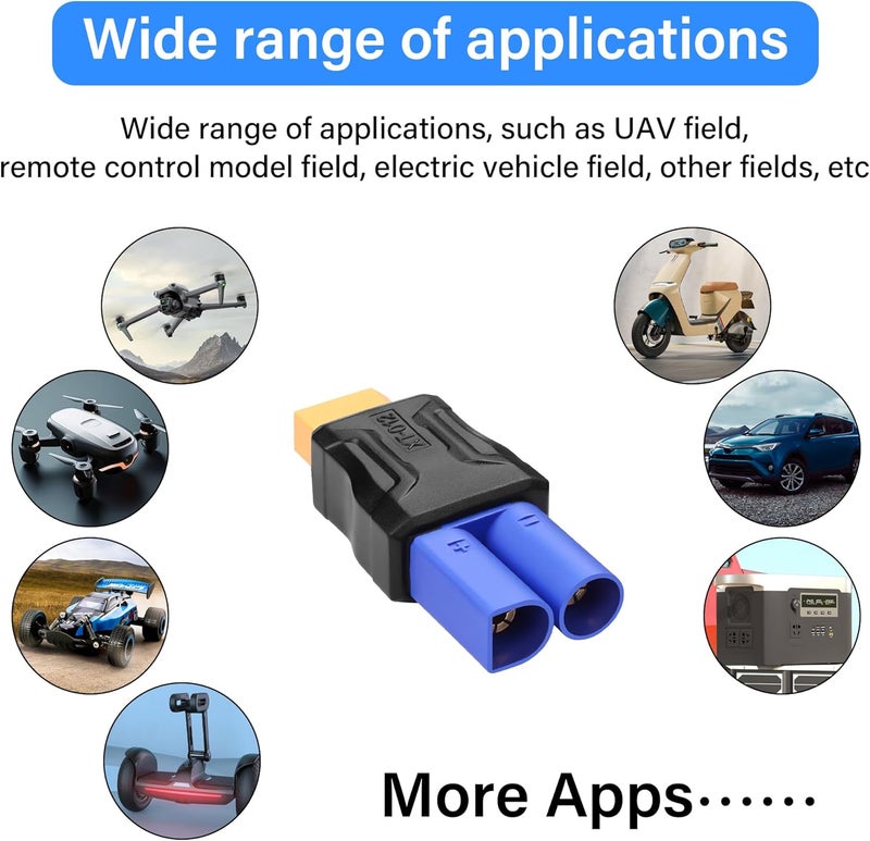 SinLoon 2 Pack EC5 to XT60 Connector Adapter Wireless for RC FPV Drone Car Lipo Battery Charger ESC EC5 Male to XT60 Female - Image 3