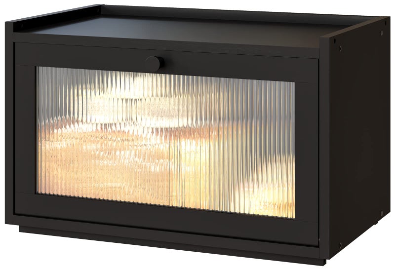 kiplant Large Bread Box for Kitchen Counter Black Bamboo Bread Storage Container with Wavy Arcylic Transparent Door Bamboo Wooden Farmhouse Bread Box for Your House