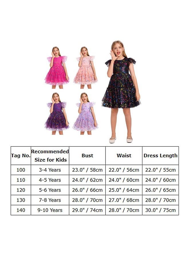 IMEKIS 9th 10th Birthday Girl Outfit: Ninth Tenth Birthday Dress for Girls Cake Smash Toddler Boho Rainbow Princess Dress Party Pageant Gown Kids Mini Tutu Skirt Photoshoot Confetti Hot Pink Stars 9-10 Years - Image 5