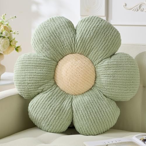 Vdoioe Flower Pillow,Sage Green Throw Pillows Flower Shaped Daisy Cushion Seating Floor Pillows Home Decorative Seating Cushions - Image 1