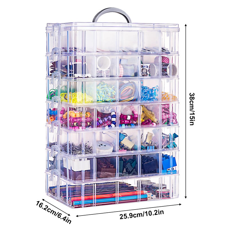 SGHUO 7-Tier Stackable Storage Container Box with 70 Compartments, Plastic Organizer Box for Arts and Crafts, Toy, Fuse Beads, Washi Tapes, Sewing Supplies - Image 2