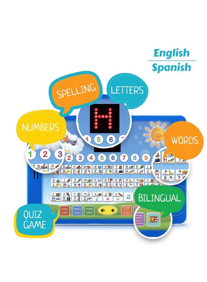 بوكسيكي كيدز لعبة بوكسيكي التعليمية اللوحية ثنائية اللغة لتعلم الإسبانية والإنجليزية للأطفال، مزودة بشاشة LED. تعلم الإسبانية والإنجليزية مع ألعاب الأبجدية والتهجئة. ألعابنا التعليمية التفاعلية ممتعة للأطفال. - Image 2