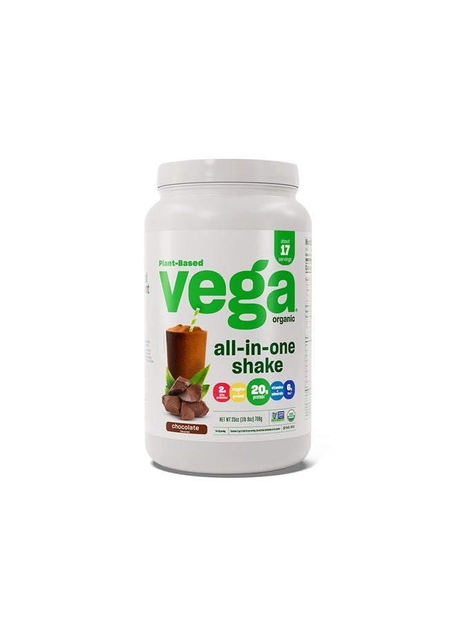Vega Organic All-in-One Vegan Protein Powder, Chocolate - Superfood Ingredients, Vitamins for Immunity Support, Keto Friendly, Pea Protein for Women & Men, 1.6 lbs (Packaging May Vary)  - Image 1
