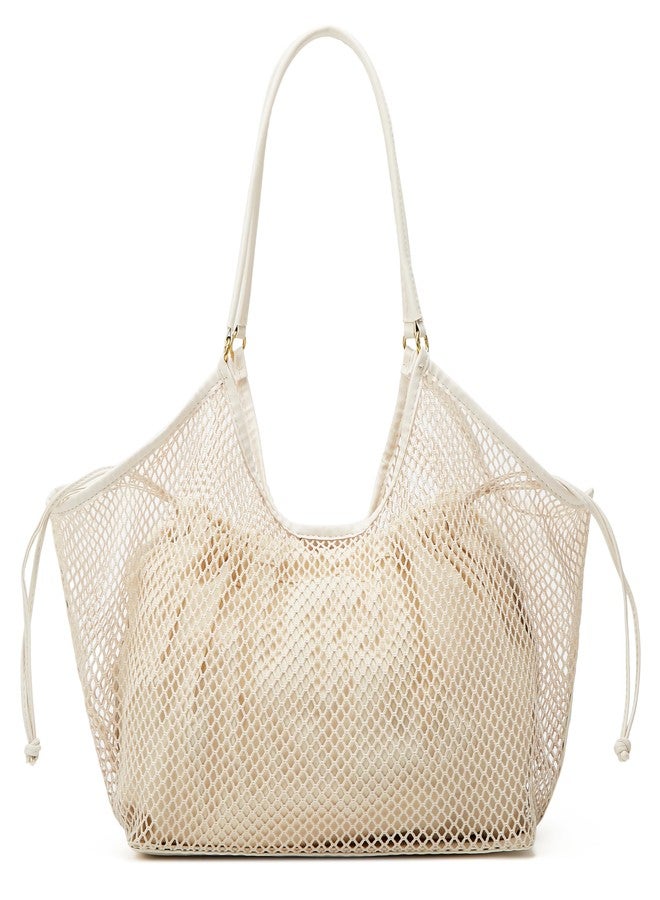Molodo Large Mesh Hobo for Women Summer Beach Bag with Inner Bag Large Tote Elegant Purses for Vacation Travel - Image 1