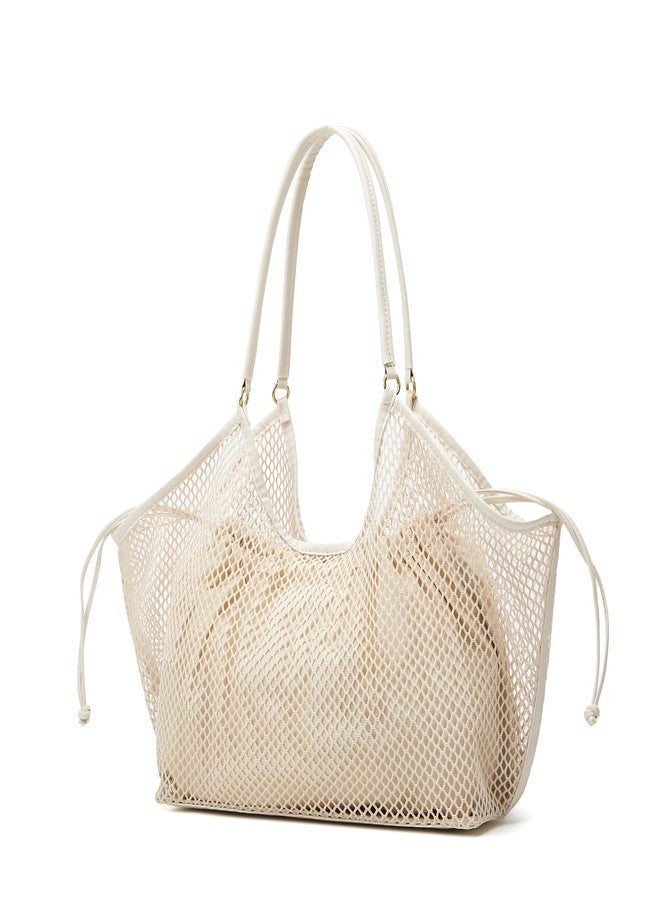 Molodo Large Mesh Hobo for Women Summer Beach Bag with Inner Bag Large Tote Elegant Purses for Vacation Travel - Image 2