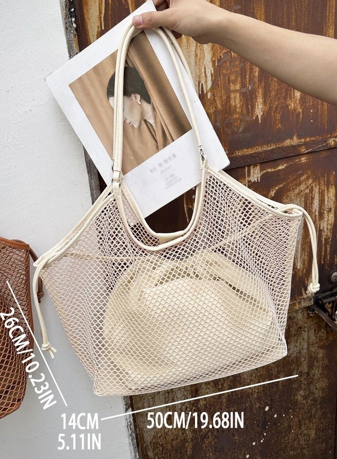 Molodo Large Mesh Hobo for Women Summer Beach Bag with Inner Bag Large Tote Elegant Purses for Vacation Travel - Image 4