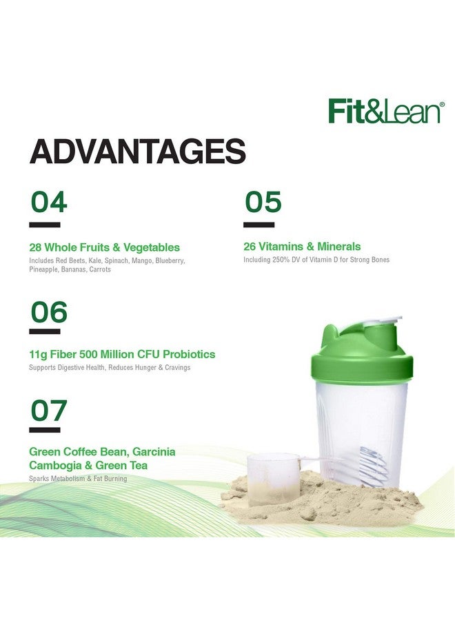 Fit & Lean Meal Shake Meal Replacement With Protein Fiber Probiotics And Organic Fruits  Vegetables 1Lb Chocolate 10 Servings Per Container - Image 4