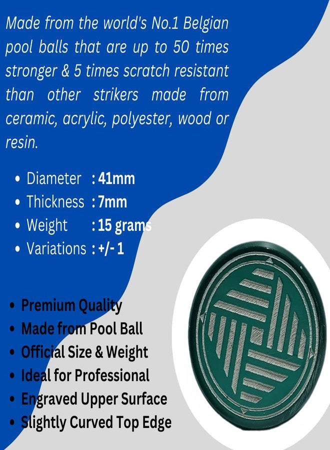 NHD Professional Carrom Striker 820, Made of Number 1 Belgian Billiard Ball, Pool Ball Striker, Tournament Striker, Approved Striker, Dimensions 41mm X 8mm, Weight 15 Grams (Green) - Image 4