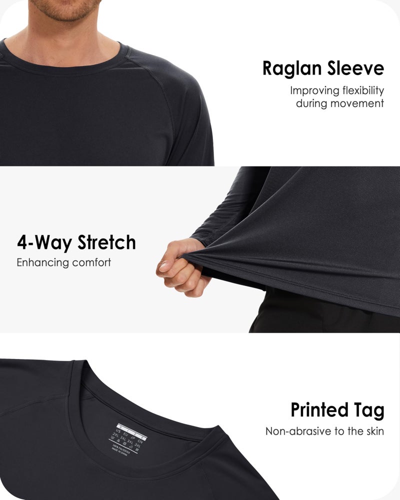 Boladeci Mens SPF Shirts Long Sleeve Swim Shirts Tops UPF 50+ Sun Protection Clothing Summer Fishing Rash Guard T-Shirts (Black) - Image 5