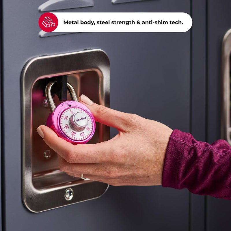 MasterLock 1530DPNK Locker Lock Combination Padlock, 1 Pack, Pink - Image 4