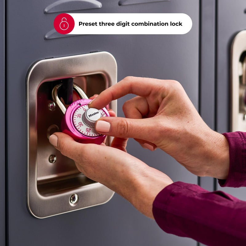 MasterLock 1530DPNK Locker Lock Combination Padlock, 1 Pack, Pink - Image 3