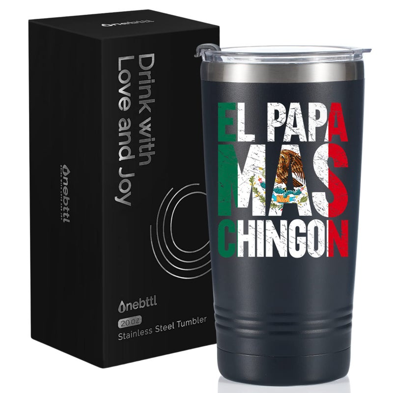 Onebttl Regalo Para Papa Stainless Steel Tumbler with Lid 20 oz Regalos Para Papa Dia Del Padre Mexican Dad Gifts for Christmas Fathers Day  El Papa Mas Chingon