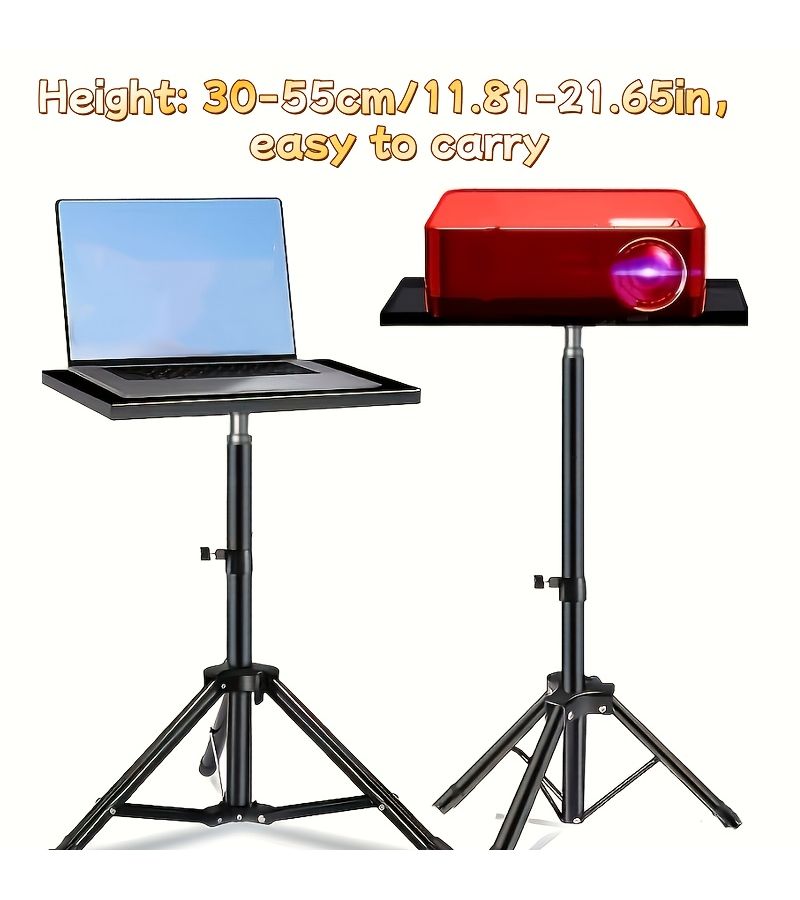 Heavy Duty Tripod Projector Stand Height Adjustable 55cm 22 Inch Black for Laser HD Projectors Laptop DJ Equipment - Image 1
