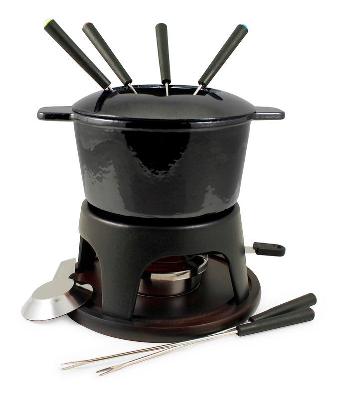 SIERRA 11 PIECE CAST IRON FONDUE SET METALLIC BLACK