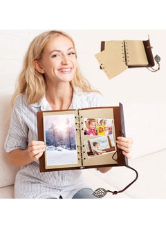 Y&D Vintage Leather Notebook Retro Writing Journal Diary Pu Cover Leaf Pattern Spiral Blank String Daily Notepad Art Sketchbook Pendants Classic Embossed Loose Coffee-Black  - Image 3