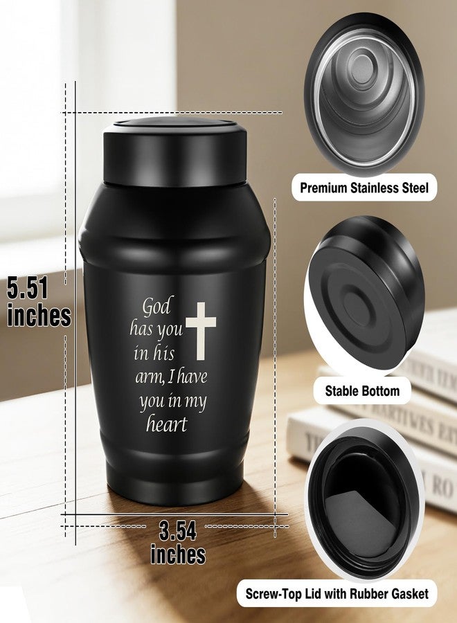 Abooxiu Urns for Human Ashes 5.5 Inches Medium Urns for Ashes Black Cross Cremation Urn Stainless Steel Keepsake Urn Memorial Funeral Decorative Burial Urn for Adult Male Female - Image 2