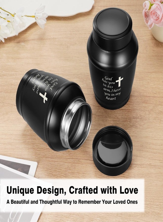 Abooxiu Urns for Human Ashes 5.5 Inches Medium Urns for Ashes Black Cross Cremation Urn Stainless Steel Keepsake Urn Memorial Funeral Decorative Burial Urn for Adult Male Female - Image 3