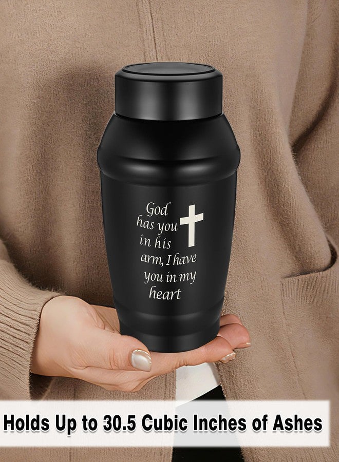 Abooxiu Urns for Human Ashes 5.5 Inches Medium Urns for Ashes Black Cross Cremation Urn Stainless Steel Keepsake Urn Memorial Funeral Decorative Burial Urn for Adult Male Female - Image 4