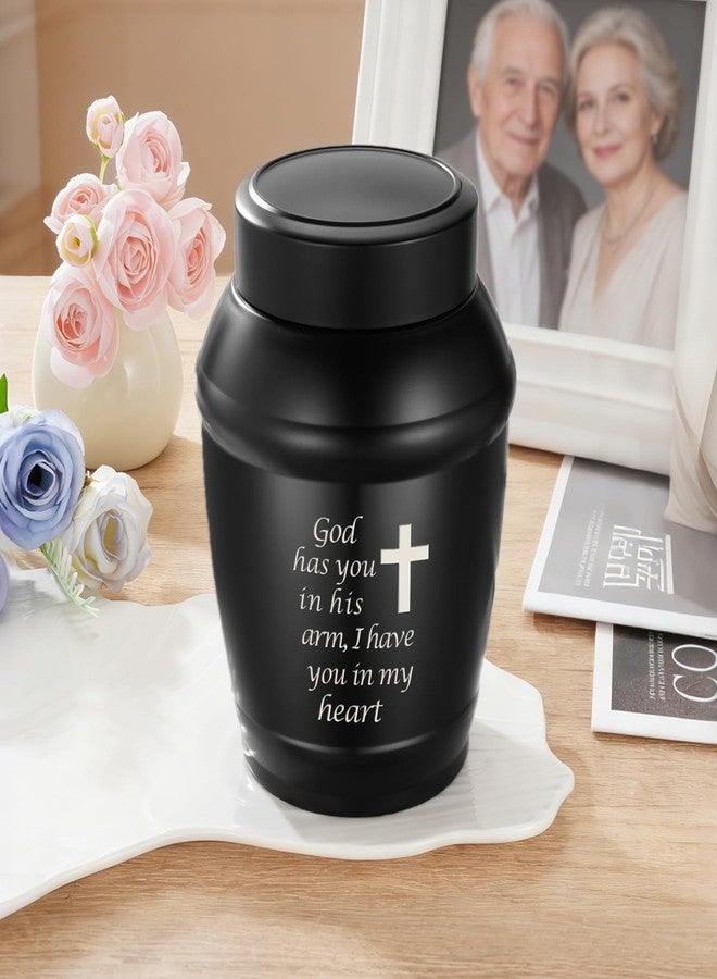 Abooxiu Urns for Human Ashes 5.5 Inches Medium Urns for Ashes Black Cross Cremation Urn Stainless Steel Keepsake Urn Memorial Funeral Decorative Burial Urn for Adult Male Female - Image 5