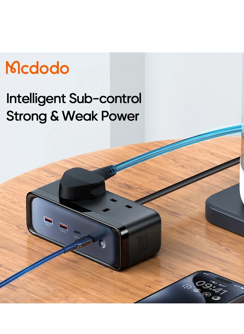 Mcdodo 459 70W PPS PD3.0 QC4.0 Extension Lead Cord - UK Travel Power Strip with 2 AC Outlets, 2 USB, and 2 Type-C Ports - Image 2