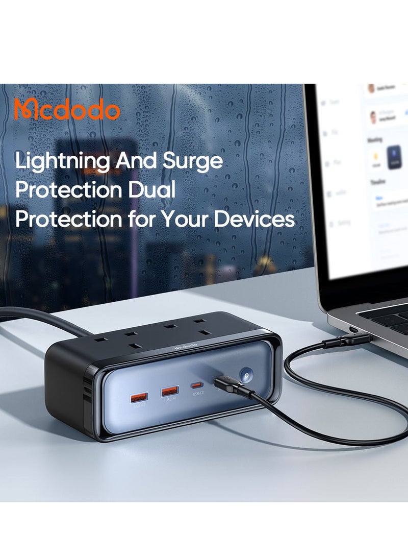 Mcdodo 459 70W PPS PD3.0 QC4.0 Extension Lead Cord - UK Travel Power Strip with 2 AC Outlets, 2 USB, and 2 Type-C Ports - Image 4