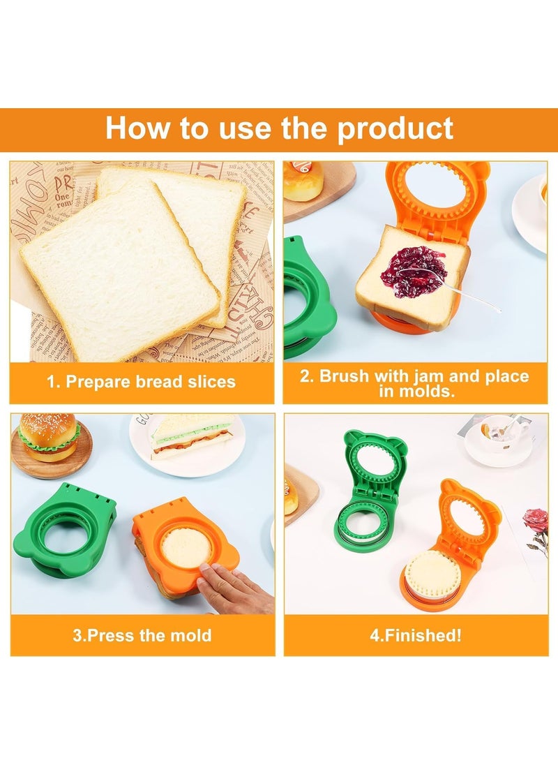 COYRASTH COYRASTH Stainless Steel Round Green Cutter for Sandwiches and Sealer Round Sandwich Maker Sandwich Press Mold Reusable Bread Cutter Mold Perfect for SandwichesCookies  - Image 2
