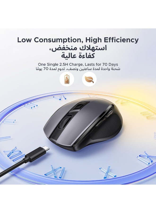 Ugreen Wireless Mouse Rechargeable with Bluetooth 5.4, Bluetooth Mouse USB With Nano USB Receiver, Dual Connection, Silent Click, 5 Buttons, 70-Day Long Battery Life, 5 Adjustable DPI for Laptop & MacBook Rechargeable+USB+Bluetooth - Image 3