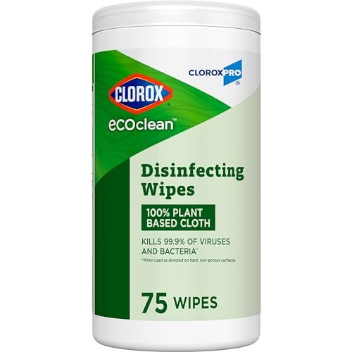 CloroxPro Clorox EcoClean Disinfecting Wipes, Multipurpose 100% Plant Based Cleaning Cloths, Antibacterial Disinfectant, Safe for Multi Surface Use, 75 Count - Image 1