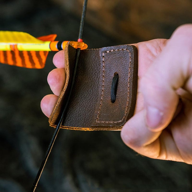 Windfulogo Cow Leather Archery Finger Tab Long Bow Hand Protector for Right Hand - Image 1