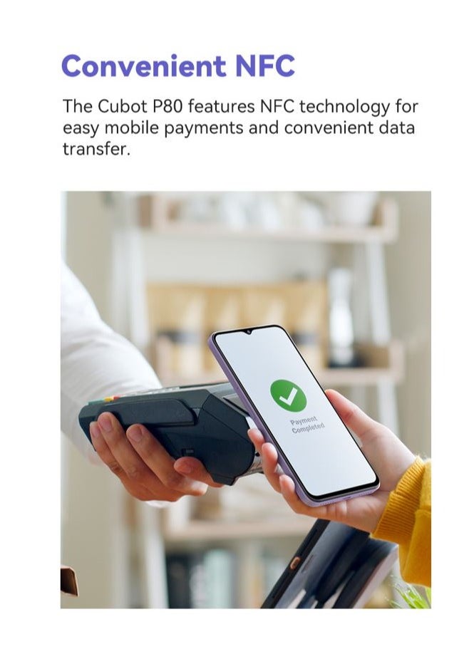 Cubot - P80 Android 13 Smartphone 8GB RAM 256GB ROM 6.58" FHD+ Screen Battery Power 5200mAh 48MP+24MP Tripple Cameras Mobile,Dual SIM 4G Fingerprint/NFC/OTG/Global Version - Image 1
