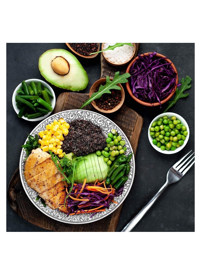 Premium Plastic Dessert Bowls Party Bowls, Multi-Use Plastic Bowls with Silver Lace Rim, Perfect for Picnic, Party Food, BBQ, Garden Party (18cm - 20 Pcs) - Image 2