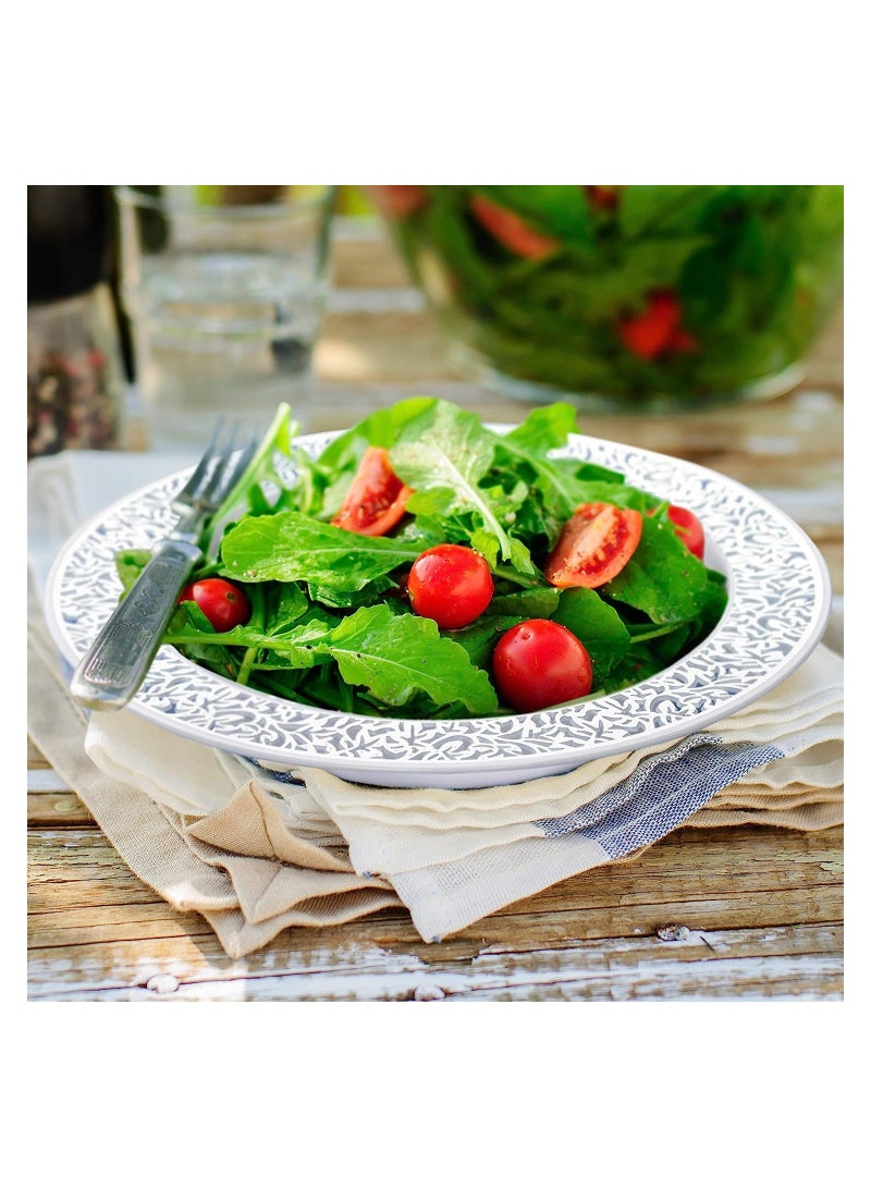 Premium Plastic Dessert Bowls Party Bowls, Multi-Use Plastic Bowls with Silver Lace Rim, Perfect for Picnic, Party Food, BBQ, Garden Party (18cm - 20 Pcs) - Image 4