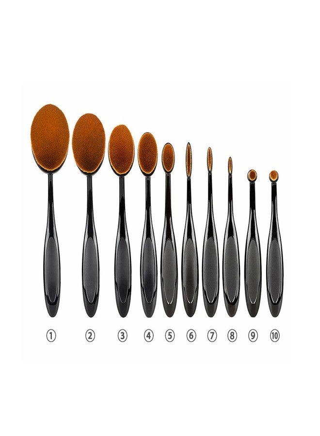 Gugzy Generic 10pcs Toothbrush Shaped Oval Powder Foundation Makeup Brushes + Sponge Blender Puff Set - Image 2