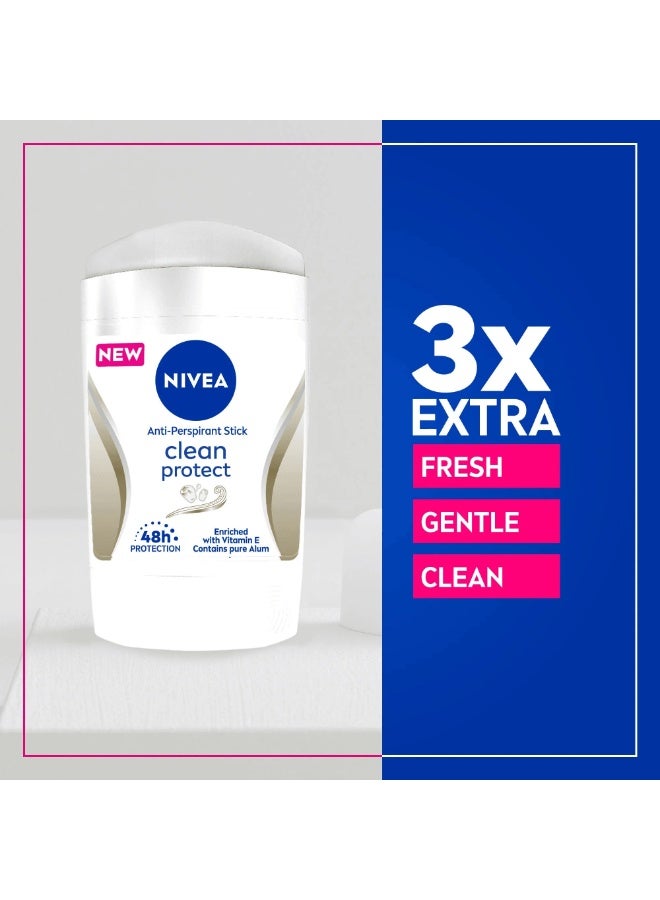 Nivea Clean Protect 3 In 1 Antiperspirant Stick – 50ml - Image 3