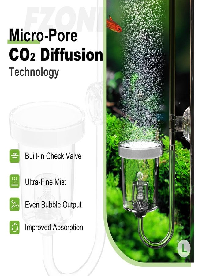 FZONE Acrylic Aquarium CO₂ Diffuser with Built-in Check Valve & Bubble Counter, Syringe & Suction Cup - Fine Bubble CO₂ Delivery for Planted Tanks (M-25mm) - Image 4