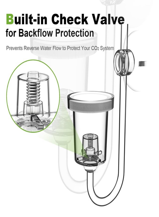 FZONE Acrylic Aquarium CO₂ Diffuser with Built-in Check Valve & Bubble Counter, Syringe & Suction Cup - Fine Bubble CO₂ Delivery for Planted Tanks (M-25mm) - Image 2