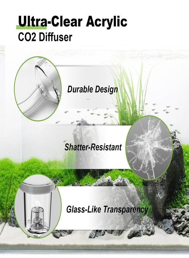 FZONE Acrylic Aquarium CO₂ Diffuser with Built-in Check Valve & Bubble Counter, Syringe & Suction Cup - Fine Bubble CO₂ Delivery for Planted Tanks (M-25mm) - Image 3