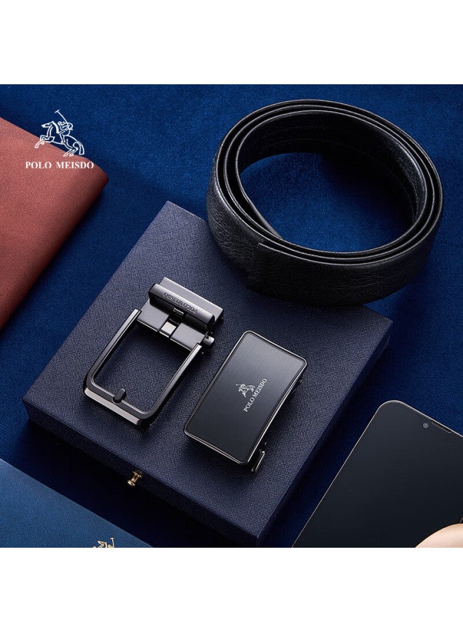 Polomeisdo Men's Leather Belt With Automatic Buckle, Double-buckle Gift Box Set, Practical Birthday Present For Boyfriend, Husband, Father - Image 1