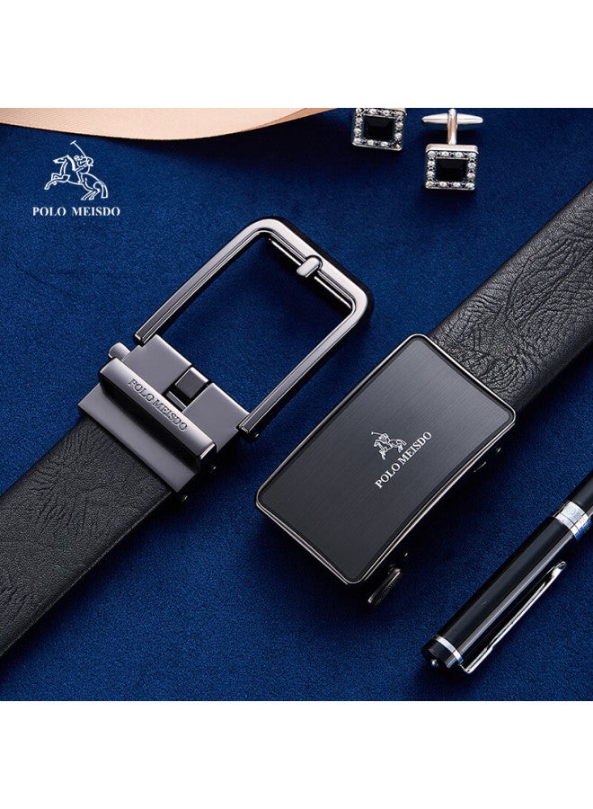Polomeisdo Men's Leather Belt With Automatic Buckle, Double-buckle Gift Box Set, Practical Birthday Present For Boyfriend, Husband, Father - Image 3