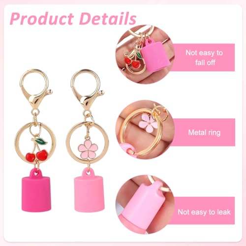 MAYCREATE® 4Pcs Keychain Cap for Lipgloss Mini Hand Sanitizer Holder Keychain with Lobster Clasp & Decorative Sweet Pendant, Portable Bag Charm for Women, Girls & Kids - Image 3