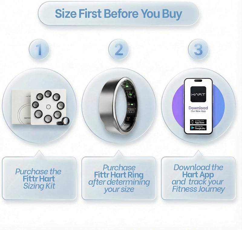FITTR HART Sizing Kit I Confirm Size Before You Buy I Choose from Sizes 6-13 and 3 Colours | Sizing Guide for Premium Smart Ring | Premium Gifts for Men & Women - Image 2