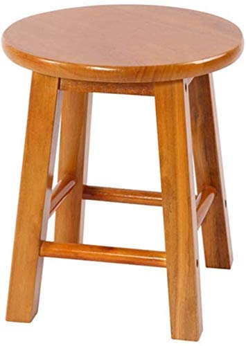Generic Indian Decor. RW169 Round Top Stool- Footstools Shower Stool Teak Stool Solid Wood Stool Stool Chair Home Small Wooden Bench Living Room Stool Children's Stool (Color : Wooden, Size : 25cm) - Image 1