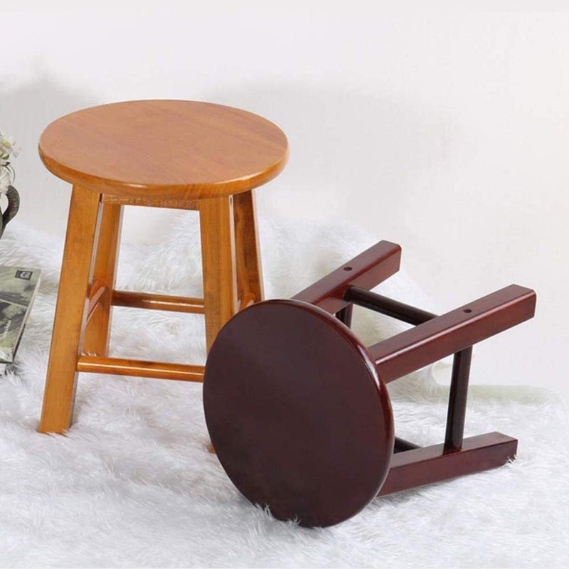 Generic Indian Decor. RW169 Round Top Stool- Footstools Shower Stool Teak Stool Solid Wood Stool Stool Chair Home Small Wooden Bench Living Room Stool Children's Stool (Color : Wooden, Size : 25cm) - Image 2