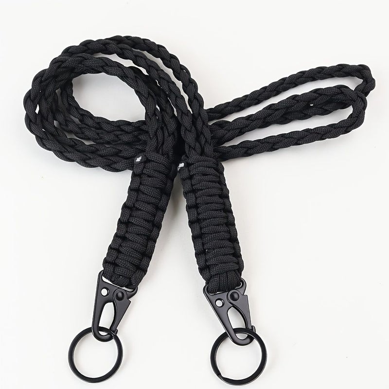 2pcs Premium Braided Lanyards With Metal Hk Clip And Key Ring For Carrying ID Cards Badge Holders Cameras Wallets And Keys For Outdoor Activities And Traveling Black And Coffee - Image 4
